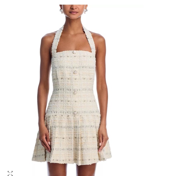 AQUA Tweed Halter Mini Dress in Cream / Ivory – NWT – $118 - Picture 8 of 8